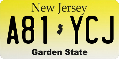 NJ license plate A81YCJ
