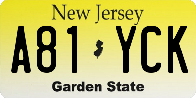 NJ license plate A81YCK