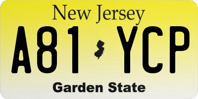 NJ license plate A81YCP
