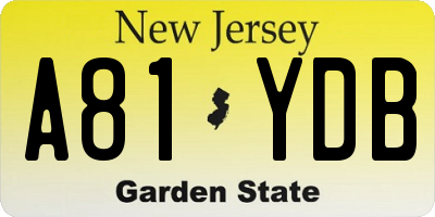 NJ license plate A81YDB