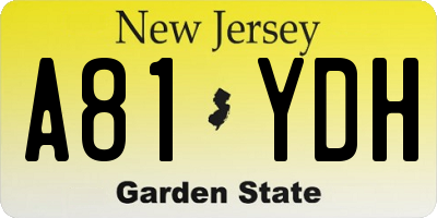 NJ license plate A81YDH