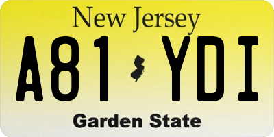 NJ license plate A81YDI