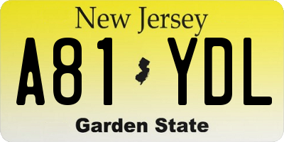 NJ license plate A81YDL
