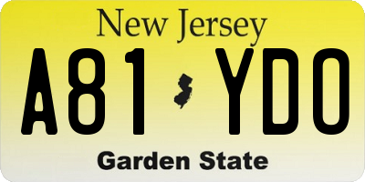 NJ license plate A81YDO