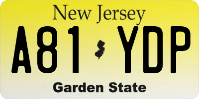 NJ license plate A81YDP
