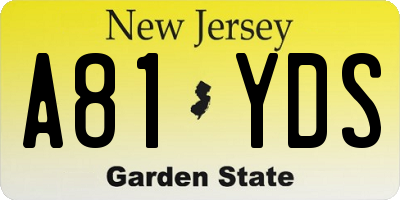 NJ license plate A81YDS