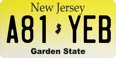 NJ license plate A81YEB
