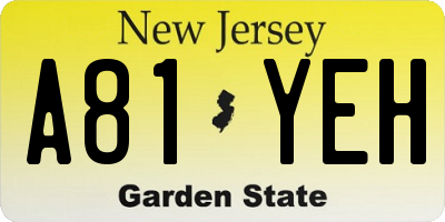 NJ license plate A81YEH