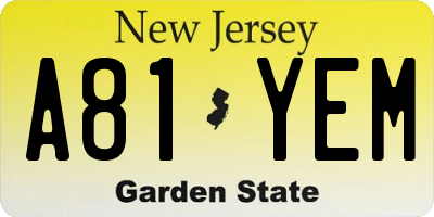 NJ license plate A81YEM
