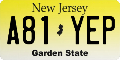 NJ license plate A81YEP