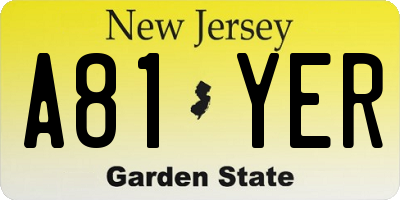NJ license plate A81YER