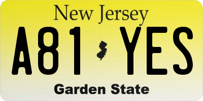 NJ license plate A81YES