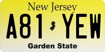 NJ license plate A81YEW