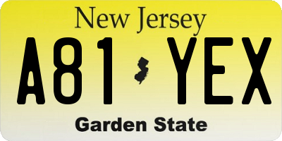 NJ license plate A81YEX