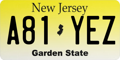 NJ license plate A81YEZ