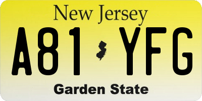 NJ license plate A81YFG