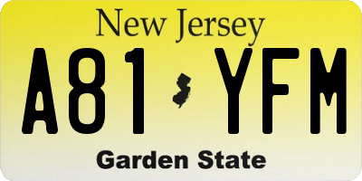NJ license plate A81YFM