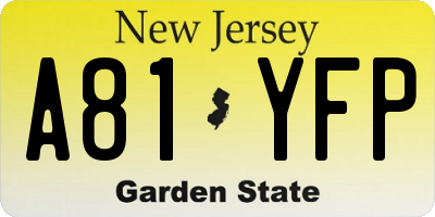 NJ license plate A81YFP