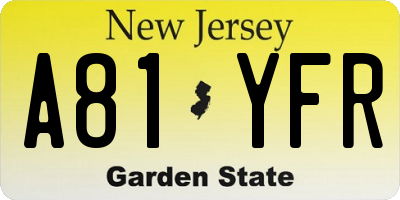 NJ license plate A81YFR