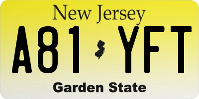 NJ license plate A81YFT