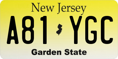 NJ license plate A81YGC