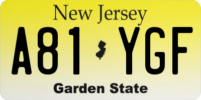 NJ license plate A81YGF