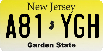 NJ license plate A81YGH
