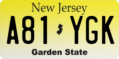 NJ license plate A81YGK