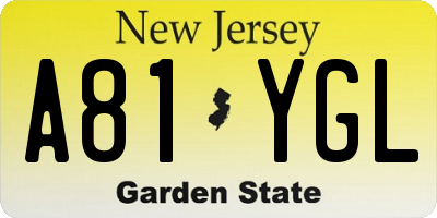 NJ license plate A81YGL