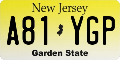 NJ license plate A81YGP