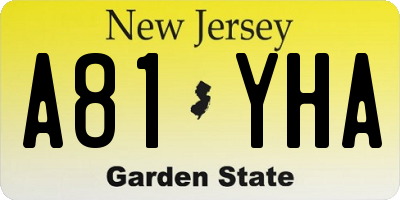 NJ license plate A81YHA