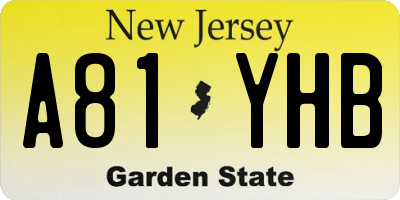 NJ license plate A81YHB