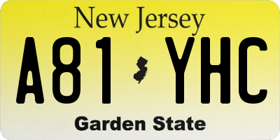 NJ license plate A81YHC