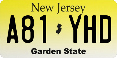 NJ license plate A81YHD