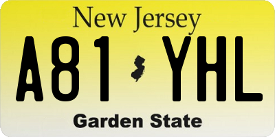 NJ license plate A81YHL