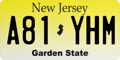 NJ license plate A81YHM