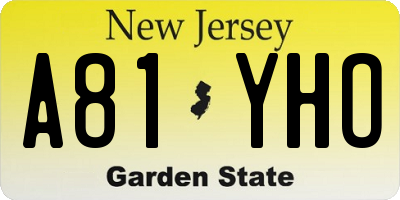 NJ license plate A81YHO