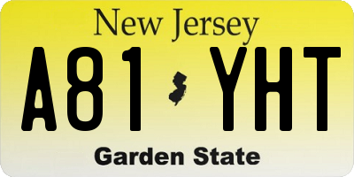 NJ license plate A81YHT