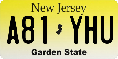 NJ license plate A81YHU