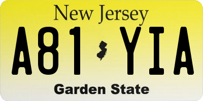 NJ license plate A81YIA