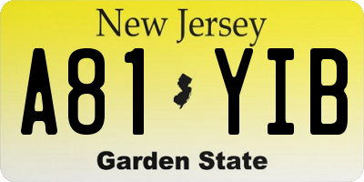 NJ license plate A81YIB