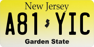 NJ license plate A81YIC