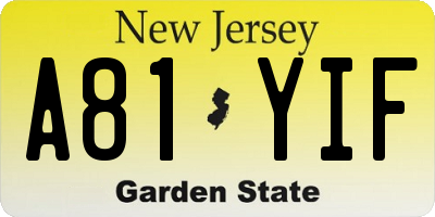 NJ license plate A81YIF