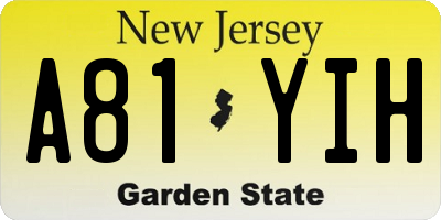NJ license plate A81YIH
