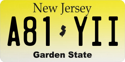 NJ license plate A81YII