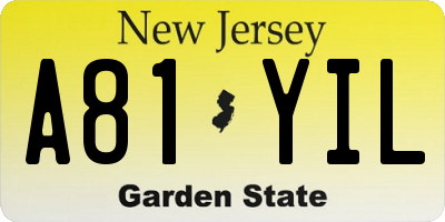 NJ license plate A81YIL
