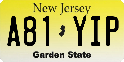 NJ license plate A81YIP