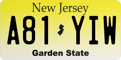 NJ license plate A81YIW