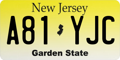 NJ license plate A81YJC