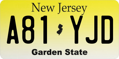 NJ license plate A81YJD